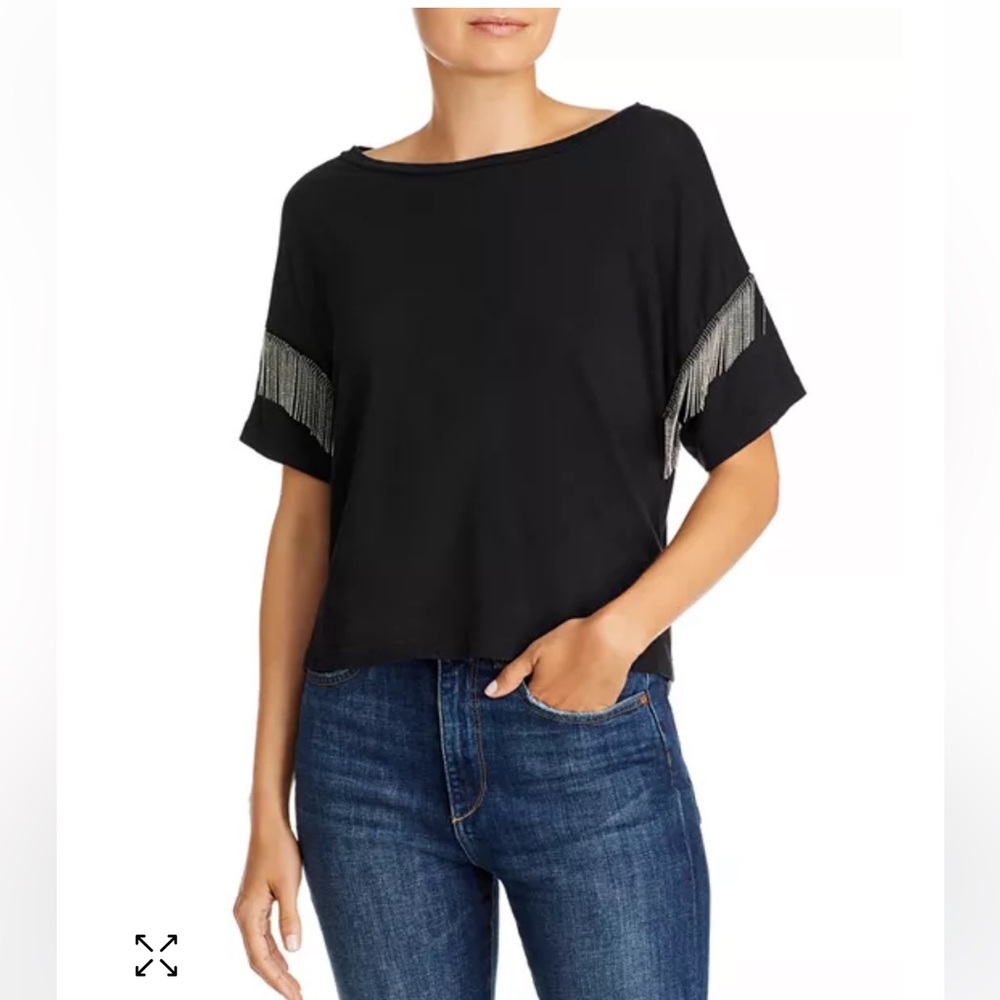 LNA Shimmy Chain-Fringed Tee